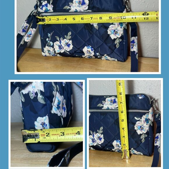 Vera Bradley Triple Compartment Crossbody Perf. Twill Blooms & Branches Navy NWT - Picture 4 of 10